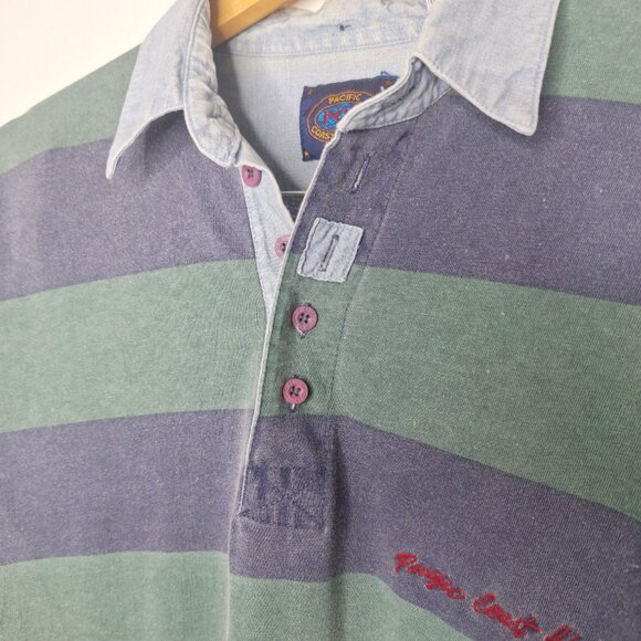 Vintage Pacific Coast Highway Shirt Mens Medium Striped Casual Polo - Picture 3 of 7